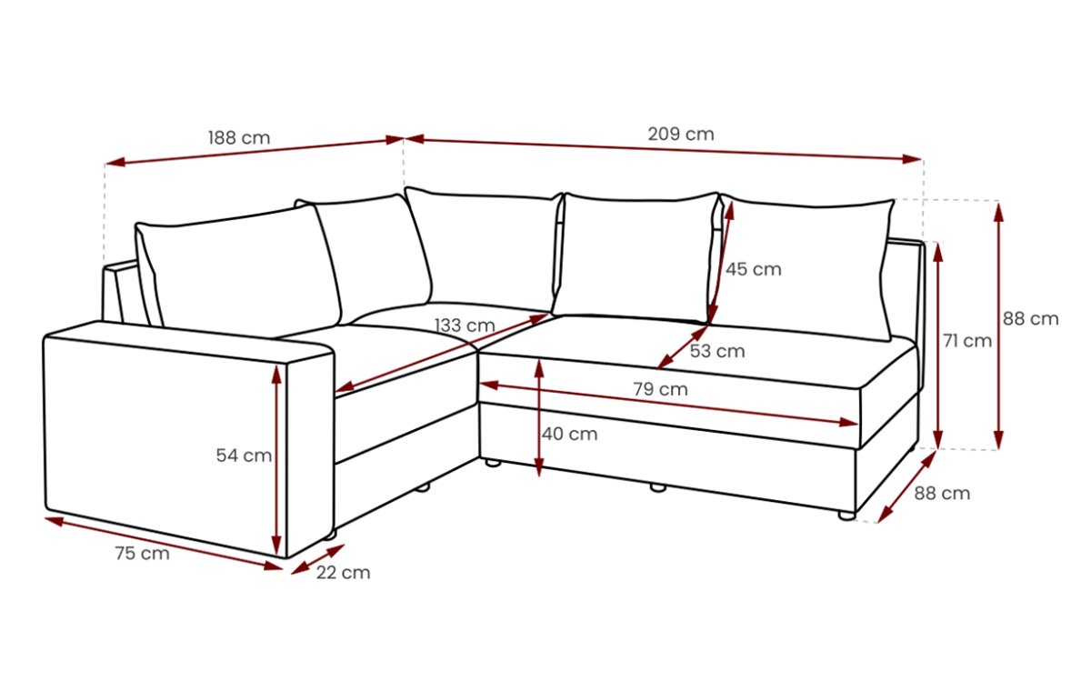 Narożnik BONO Do Salonu Pokoju Wymiary