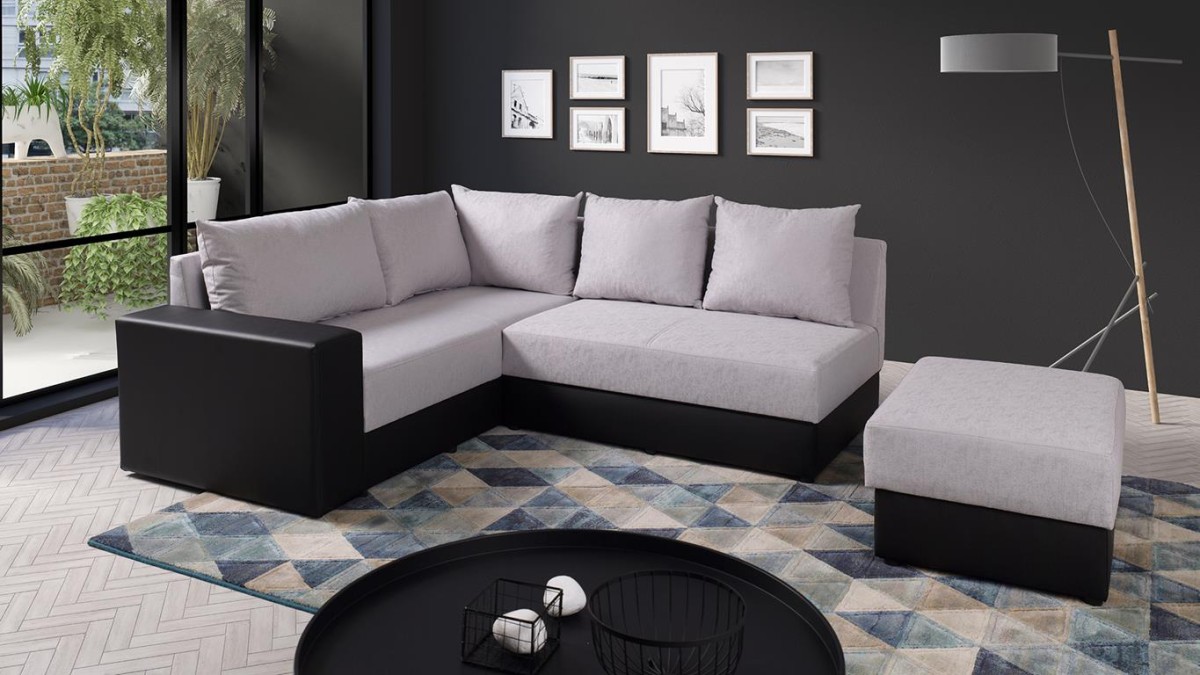 Narożnik BONO Do Salonu Pokoju Grafitowy Soft 11 / Lotus 10_LEWY