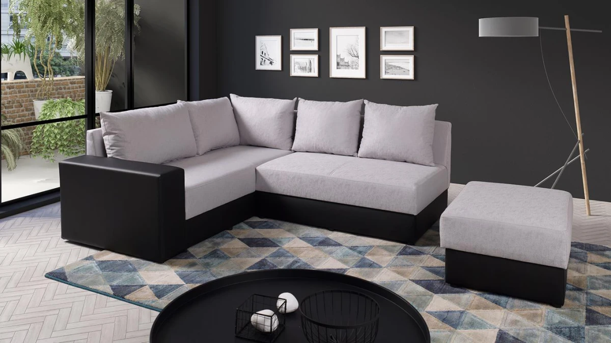 Narożnik BONO Do Salonu Pokoju Grafitowy Soft 11 / Lotus 10_LEWY