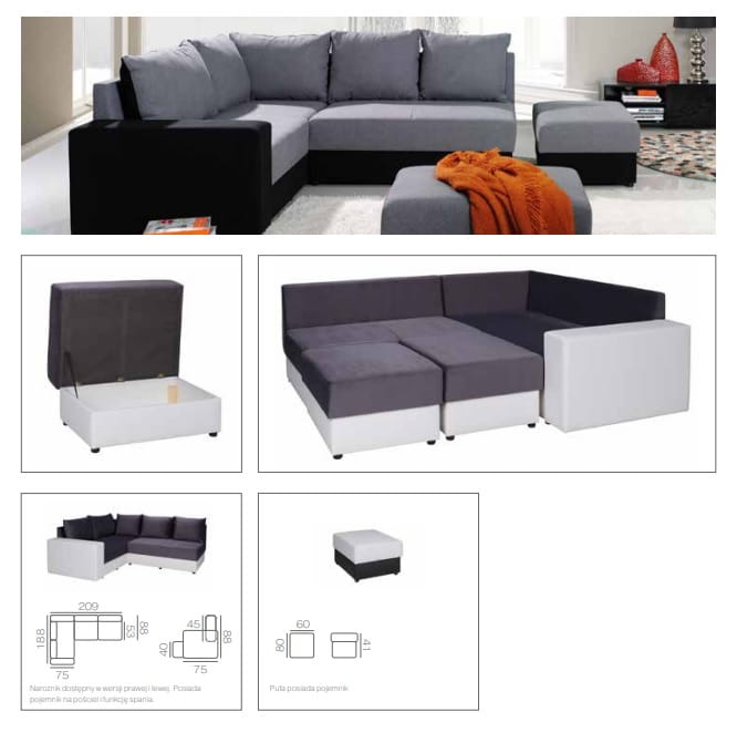 Narożnik  Pufa BONO Do Salonu Pokoju