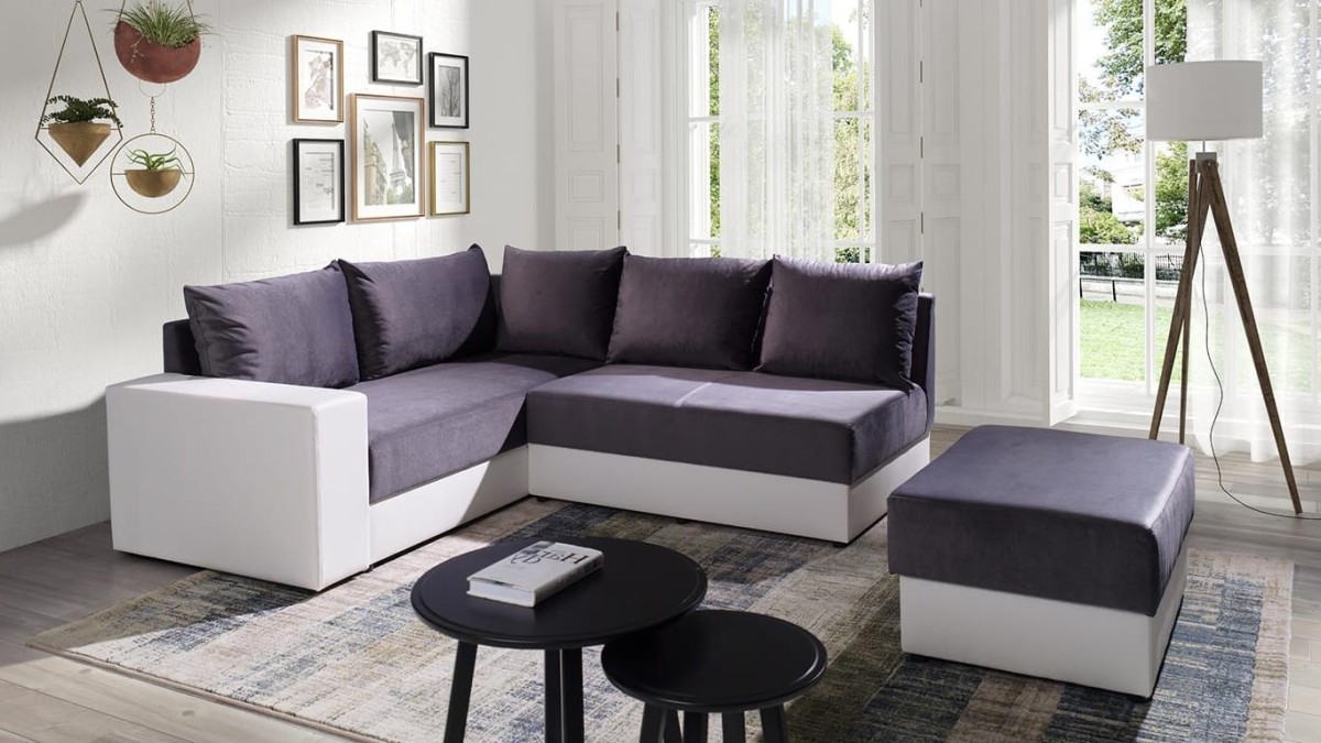 Narożnik BONO Do Salonu Pokoju Grafitowy Soft 17 / Kronos 22_LEWY