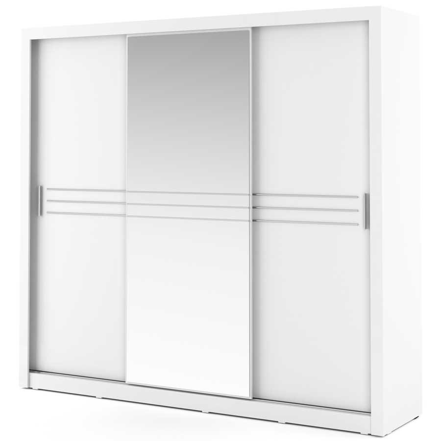 Szafa przesuwna 3D z lustrami szerokość 250 cm biały ID11BI Tradycyjna Do Sypialni Przestronna Lustro