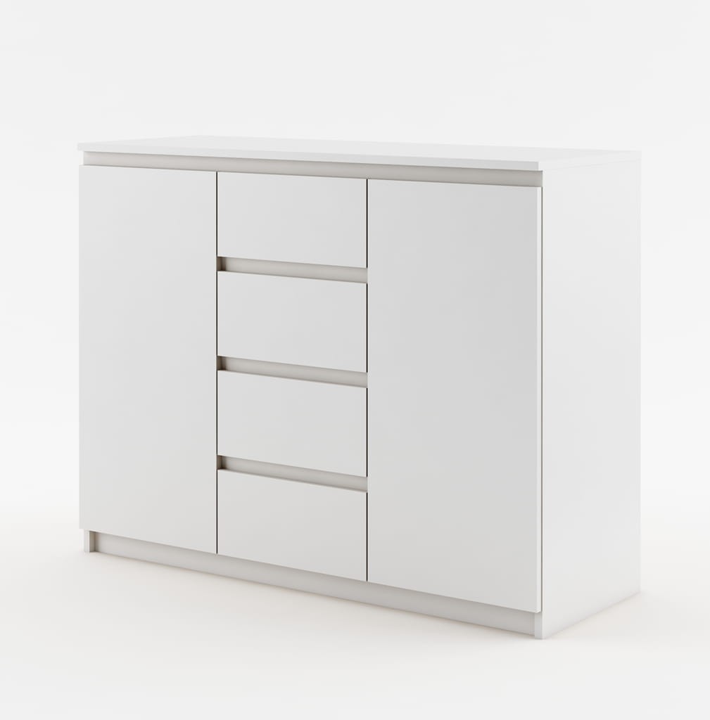 Komoda IDEA 2D szerokość 109 cm biała ID4BI Tradycyjna Do Sypialni Przestronna