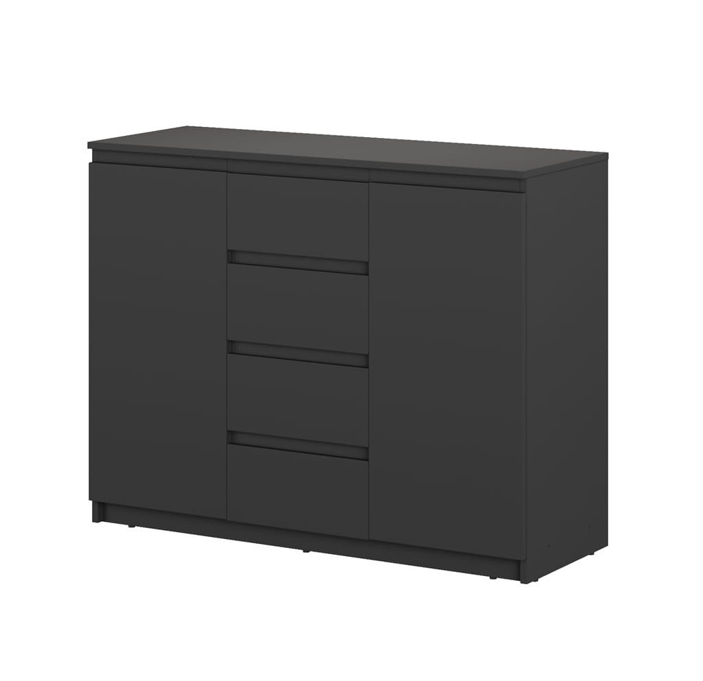 Komoda IDEA 2D szerokość 109 cm czarny ID4C Tradycyjna Do Sypialni Przestronna Lustro