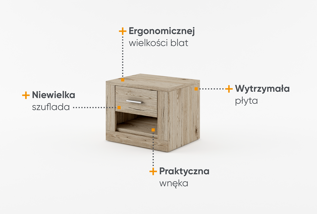 Szafka nocna IDEA szerokość 50 cm san remo jasny Tradycyjna Do Sypialni Przestronna