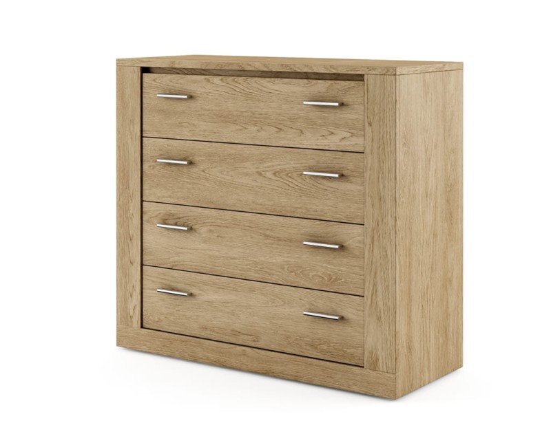 Komoda IDEA z czterema szufladami szerokość 100 cm dąb shetland Tradycyjna Do Sypialni Przestronna