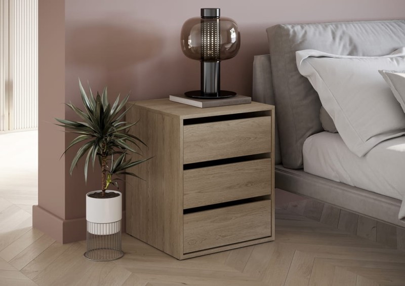 Szafka nocna IDEA z trzema szufladami szerokość 50 cm dąb shetland Tradycyjna Do Sypialni Przestronna