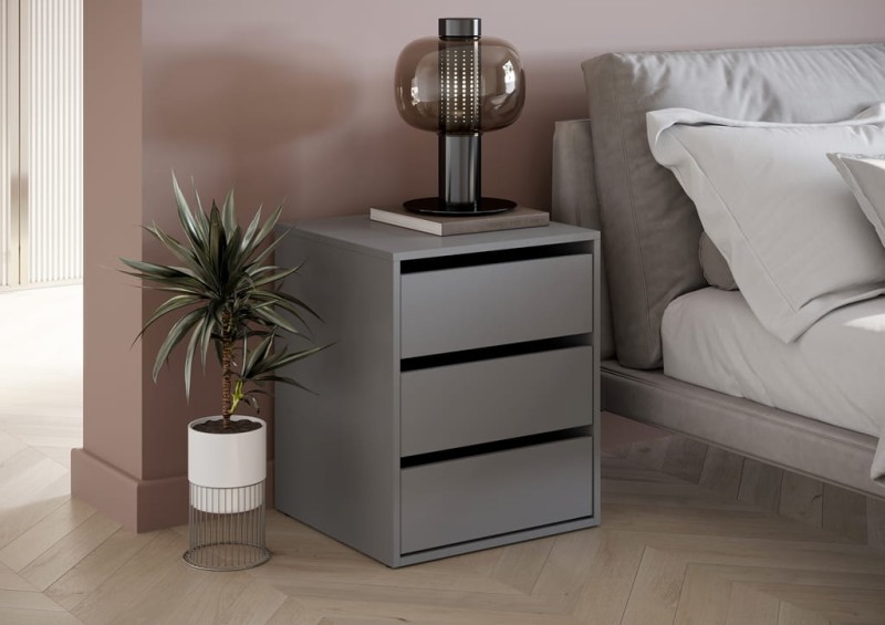 Szafka nocna IDEA z trzema szufladami szerokość 50 cm szary Tradycyjna Do Sypialni Przestronna