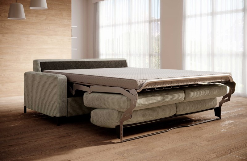 COMODO Sofa Tkanina Poso 140 Sztruks Szara Włoski Stelaż Funkcja Spania Materac Włoska 120 140 160 x 200 cm Nowość.jpg