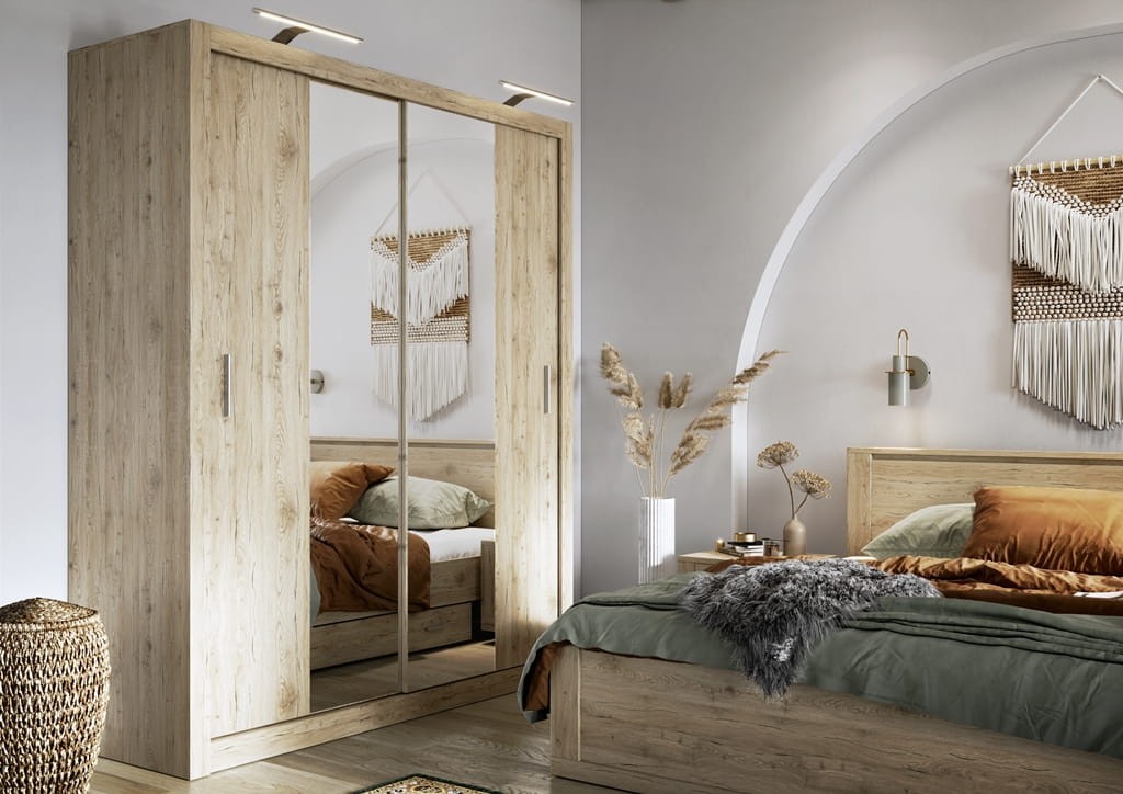 Łóżko IDEA szerokość 190 cm san remo jasny ID8180SR Tradycyjna Do Sypialni Przestronna Lustro