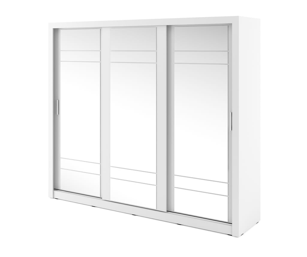 Szafa przesuwna z oświetleniem ARTI lustro szerokość 250 cm biały AR2BI Tradycyjna Do Sypialni Przestronna Lustro