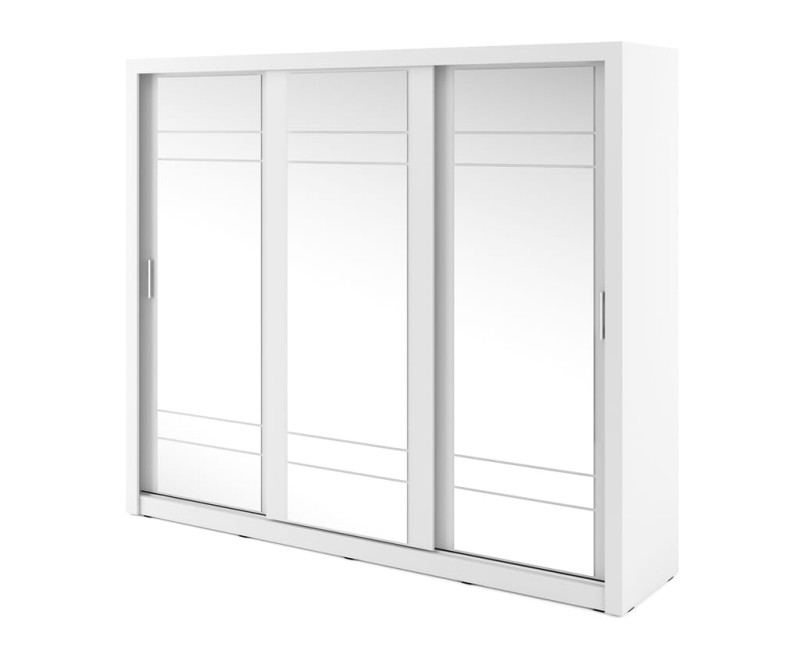 Szafa przesuwna z oświetleniem ARTI lustro szerokość 250 cm biały AR2BI Tradycyjna Do Sypialni Przestronna Lustro