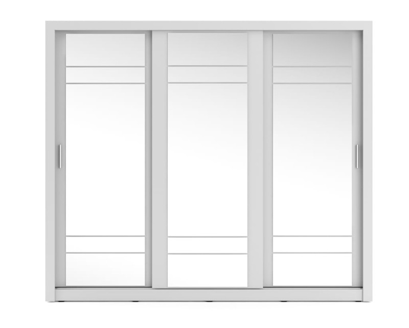 Szafa przesuwna z oświetleniem ARTI lustro szerokość 250 cm biały AR2BI Tradycyjna Do Sypialni Przestronna Lustro