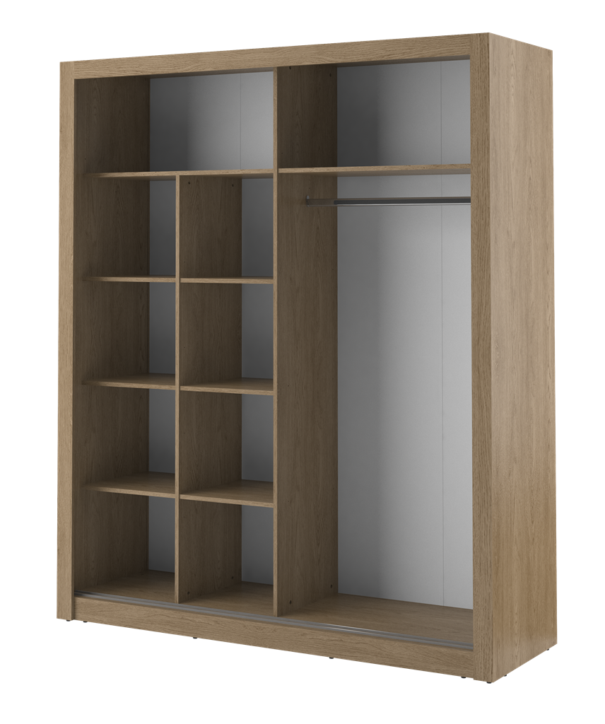 Szafa przesuwna z lustrem ARTI szerokość 203 cm dąb shetland AR8DH Tradycyjna Do Sypialni Przestronna Lustro