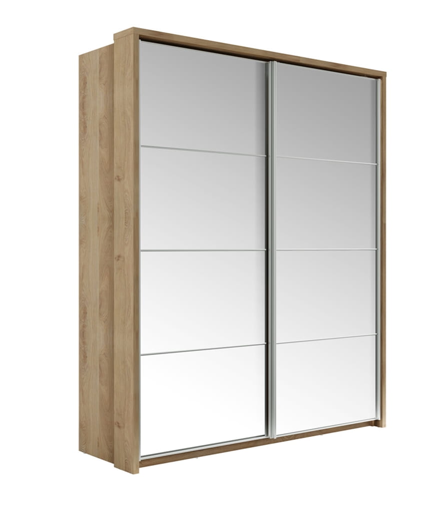 Szafa przesuwna z lustrem ARTI szerokość 180 cm dąb shetland AR17DH Tradycyjna Do Sypialni Przestronna Lustro