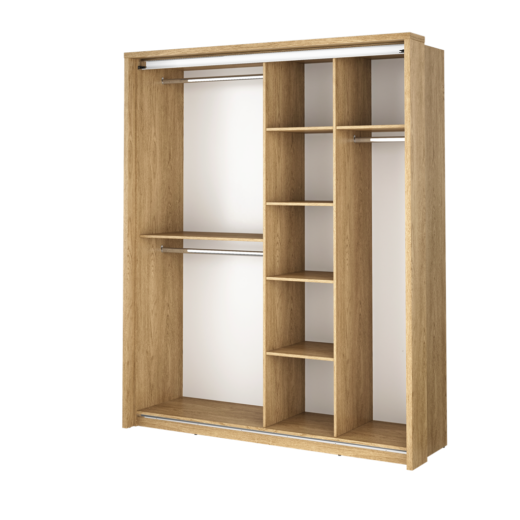 Szafa przesuwna z lustrem ARTI szerokość 180 cm dąb shetland AR17DH Tradycyjna Do Sypialni Przestronna Lustro