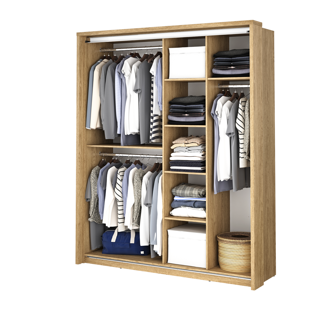 Szafa przesuwna z lustrem ARTI szerokość 180 cm dąb shetland AR17DH Tradycyjna Do Sypialni Przestronna Lustro