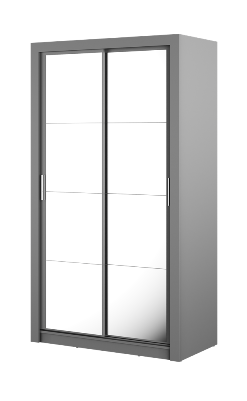 Szafa przesuwna z lustrem ARTI szerokość 120 cm szary AR19S Tradycyjna Do Sypialni Przestronna Lustro