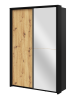 Szafa przesuwna z lustrem ARTI szerokość 160 cm dąb artisan/czarny AR21DAC Tradycyjna Do Sypialni Przestronna Lustro