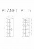 Regał Planet PL5 Szerokość 60 cm czarny / dąb / beż Meblar System 5 WYMIARY.jpg