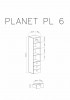Regał Planet PL6 Szerokość 45 cm biały lux / dąb / morski Meblar System 6 WYMIARY