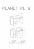 Biurko Planet PL9 Szerokość 125 cm czarny / dąb / beż Meblar System 9 WYMIARY.jpg