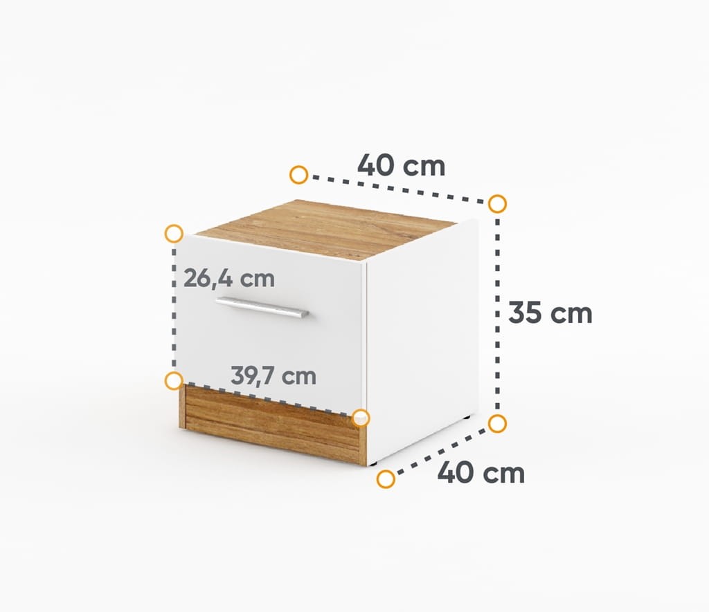 Szafka nocna DENTRO szerokość 40 cm biały/dąb stirling DT3PBDS Nowoczesne Do Sypialni Komfort Pojemna