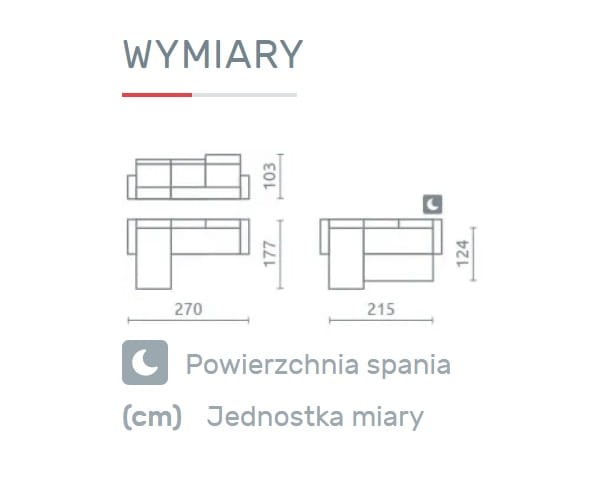 Narożnik UMBRIA III Do Salonu Funkcja Spania Regulowany Zagłówek Wymiary