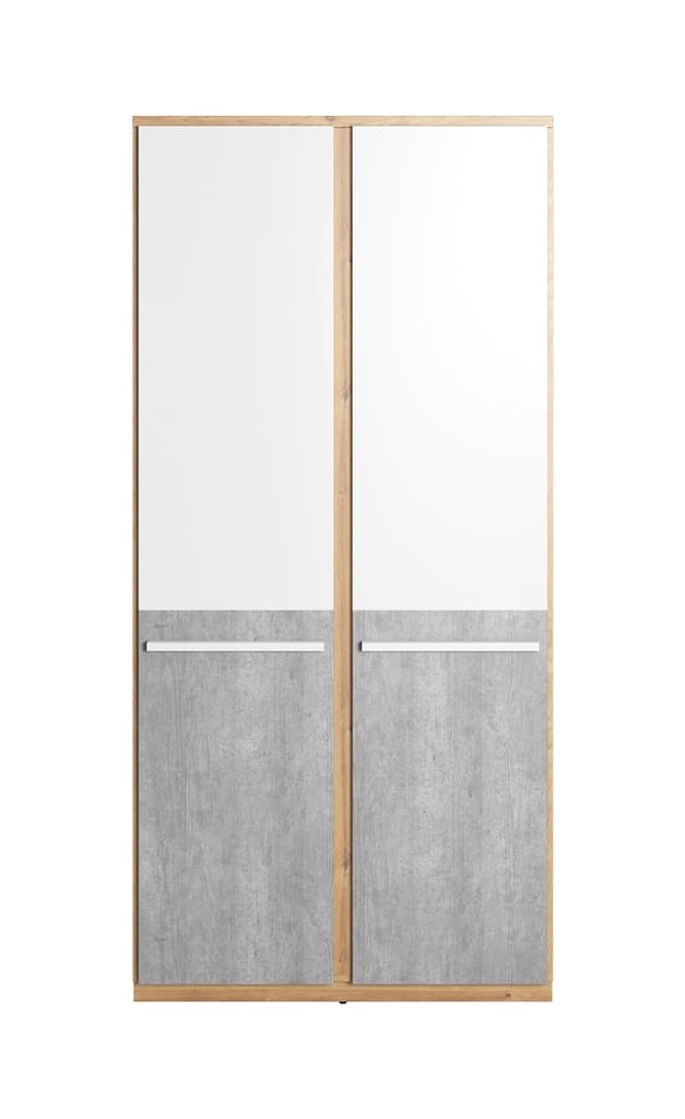Szafa PLANO szerokość 90 cm dąb nash/biały/beton PN2DBB Nowoczesna Do Sypialni Do Przestronna Pojemna Półki Książki