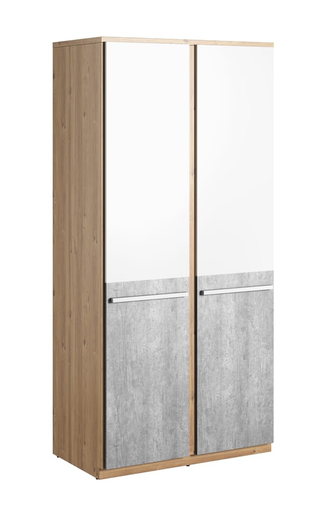 Szafa PLANO szerokość 90 cm dąb nash/biały/beton PN2DBB Nowoczesna Do Sypialni Do Przestronna Pojemna Półki Książki