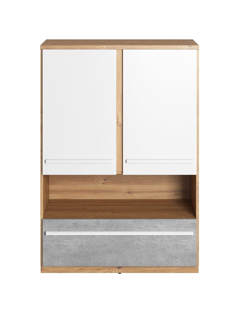 Szafka PLANO szerokość 90 cm dąb nash/biały/beton PN4DBB Nowoczesna Do Sypialni Do Przestronna Pojemna Półki Książki