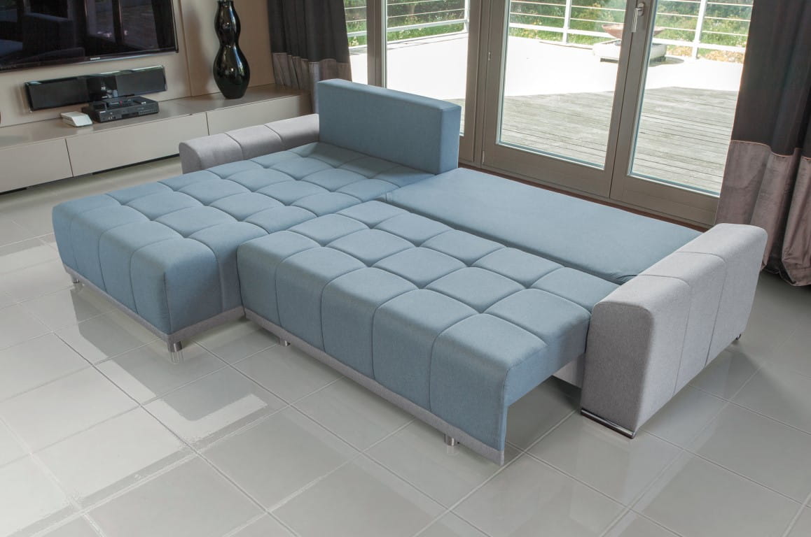 Narożnik SPOT Do Salonu Rozkładany Funkcja Spania Pikowany