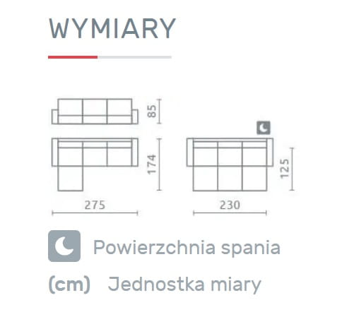 Narożnik SPOT Do Salonu Rozkładany Funkcja Spania Pikowany Wymiary