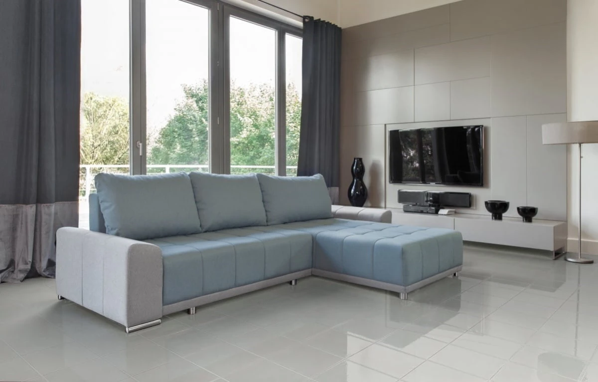 Narożnik SPOT Do Salonu Rozkładany Funkcja Spania Pikowany Prawostronny