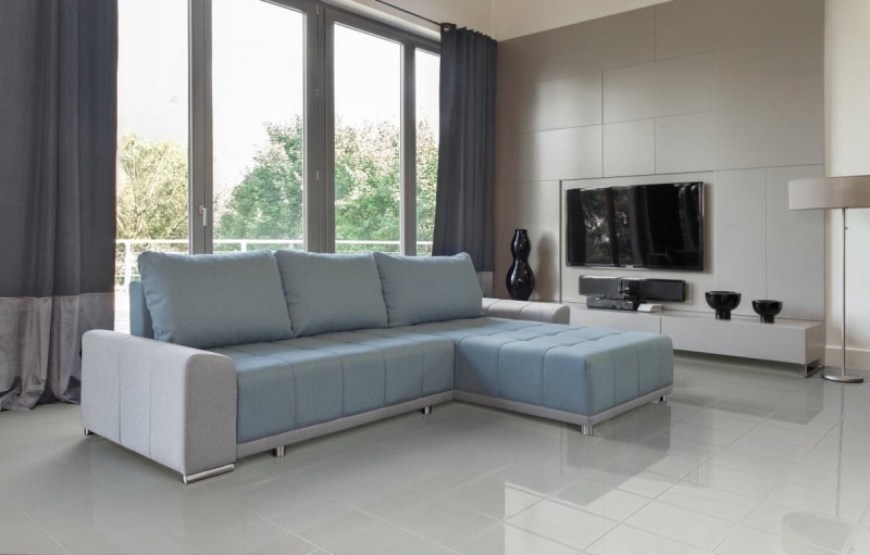 Narożnik SPOT Do Salonu Rozkładany Funkcja Spania Pikowany Prawostronny