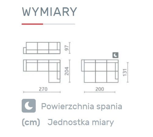 Narożnik SEMPRE Do Salonu Funkcja Spania Regulowany Zagłówek Wymiary