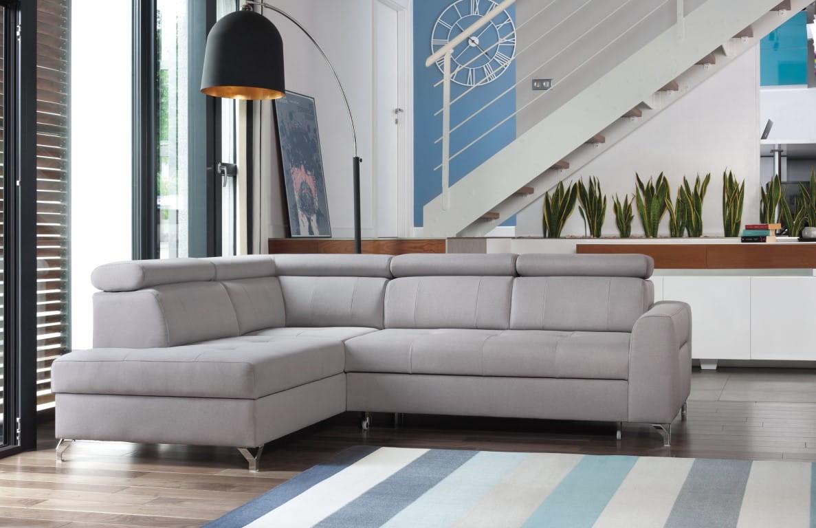 Narożnik MOON Do Salonu Funkcja Spania Regulowany Zagłówek Lewostronny