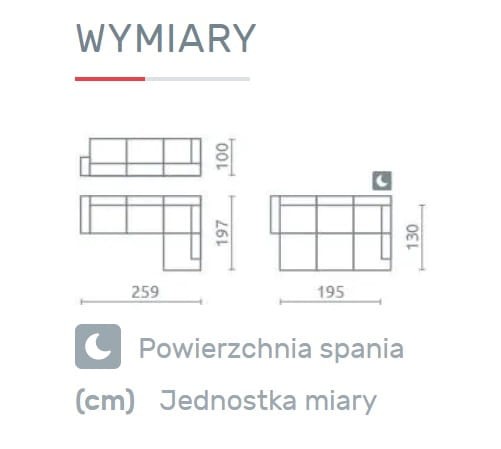 Narożnik MOON Do Salonu Funkcja Spania Regulowany Zagłówek  Wymiary