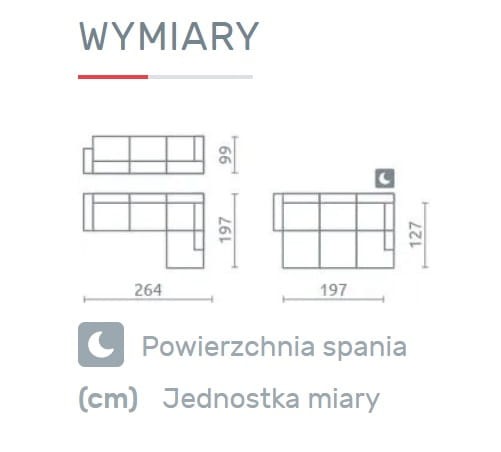 Narożnik AMOS Do Salonu Rozkładany Funkcja Spania Wysokie Oparcie Wymiary