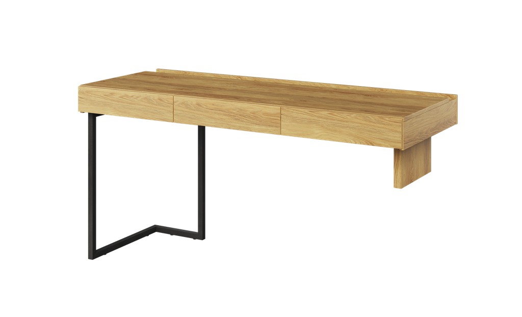 Biurko TEEN FLEX szerokość 150 cm hikora naturalna/raw steel TF4HRS Nowoczesna Przestronny Pojemny Półki Książki