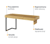 Biurko TEEN FLEX szerokość 150 cm hikora naturalna/raw steel TF4HRS Nowoczesna Przestronny Pojemny Półki Książki