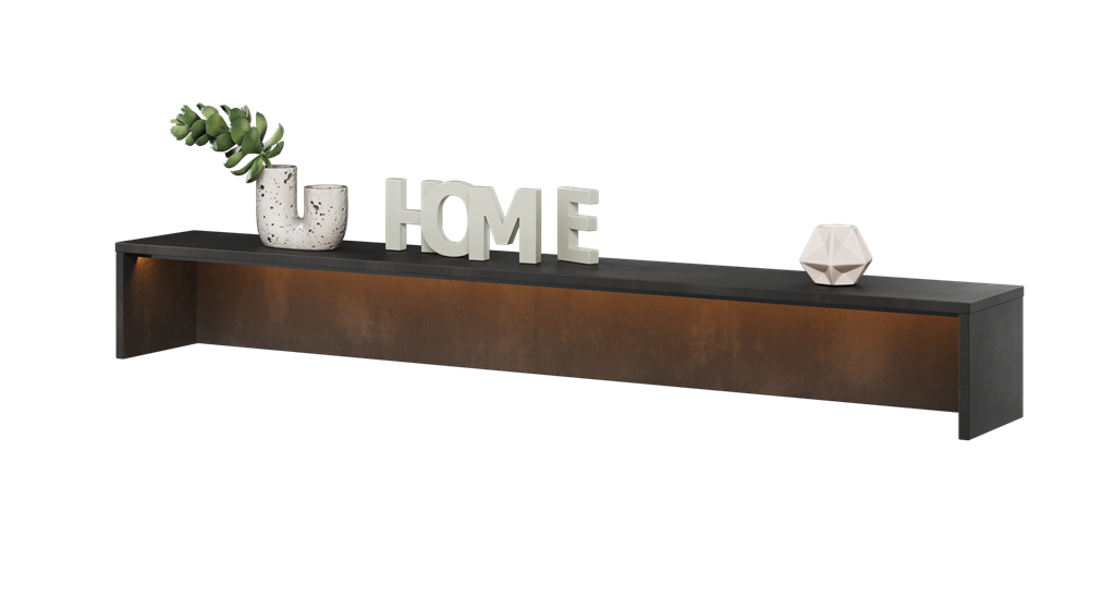 Nadstawka do biurka TEEN FLEX szerokość 150 cm z oświetleniem pomarańczowym - raw steel TF5RS Nowoczesna Przestronny Pojemny Półki Książki