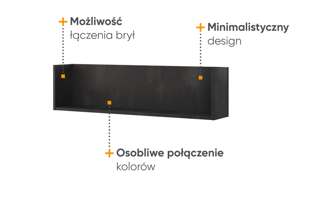 Półka wisząca TEEN FLEX szerokość 102 cm raw steel TF13RS Nowoczesna Wysoka jakość Książki