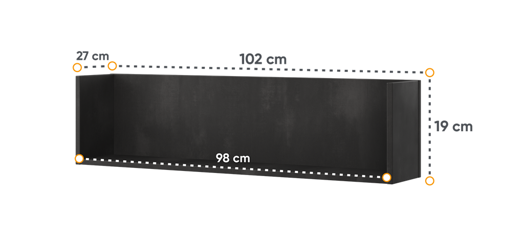 Półka wisząca TEEN FLEX szerokość 102 cm raw steel TF13RS Nowoczesna Wysoka jakość Książki
