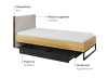 Łóżko ze stelażem TEEN FLEX powierzchnia spania 90 cm hikora naturalna/silk flou/raw steel TF16SFH Nowoczesne Komfort Powierzchnia Spania Stelaż
