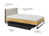 Łóżko ze stelażem TEEN FLEX powierzchnia spania 120 cm hikora naturalna/silk flou/raw steel TF17SFH Nowoczesne Komfort Powierzchnia Spania Stelaż