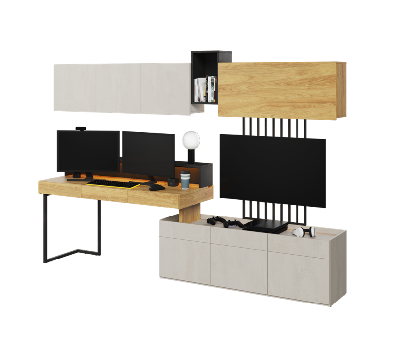 Zestaw mebli TFS1 TEEN FLEX TF-04 05 08 09 11 12 14 Nowoczesny Zestaw Komfort Meble Młodzieżowe Półki Książki