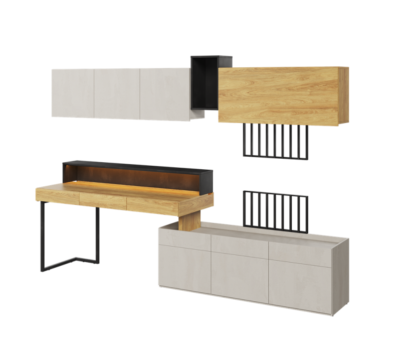 Zestaw mebli TFS1 TEEN FLEX TF-04 05 08 09 11 12 14 Nowoczesny Zestaw Komfort Meble Młodzieżowe Półki Książki