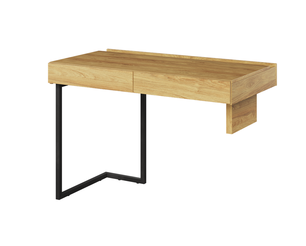 Biurko TEEN FLEX szerokość 110 cm hikora naturalna/raw steel TF6HRS Nowoczesna Przestronny Pojemny Półki Książki
