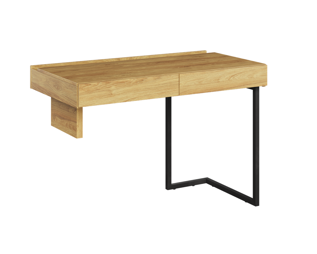 Biurko TEEN FLEX szerokość 110 cm hikora naturalna/raw steel TF6HRS Nowoczesna Przestronny Pojemny Półki Książki